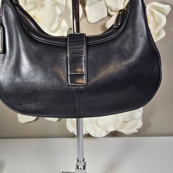 Vintage Coach Buckle Hobo Black Leather Bag - Picture 3 of 11